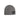 Grey knit beanie cap with small black logo patch at side
