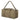 Khaki deployment bag with front patch panel and triangular logo emblem