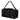 Black deployment bag with front patch panel and triangular logo emblem