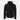 Black zip-front hoodie with hood, back view