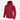 Red full-zip hoodie with adjustable hood cords, zip front, and front kangaroo pocket.
