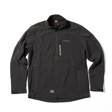 Black light softshell jacket with hood, full zip front and side zip pockets