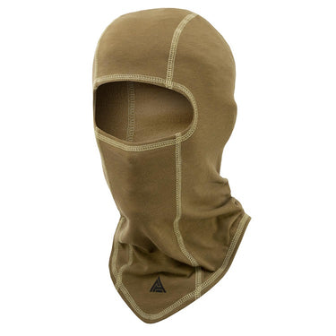 Light coyote combat balaclava with face opening and stitched seams