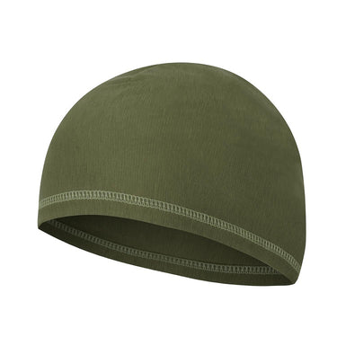 Beanie cap in army green with ribbed cuff and stitched knit texture