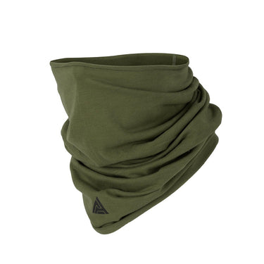 Combat neck gaiter, army green, folded tube with small triangular logo