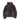 Brown leather jacket back view with tan shearling-trim collar and full back seams