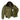 Olive green nylon bomber jacket with faux fur collar, sleeve patch, and zip front