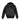 Black leather flight jacket, rear view with ribbed cuffs and faux fur collar