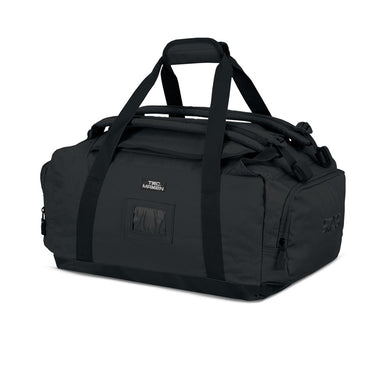 45L travel bag with top handle, front pocket, MOLLE straps, black