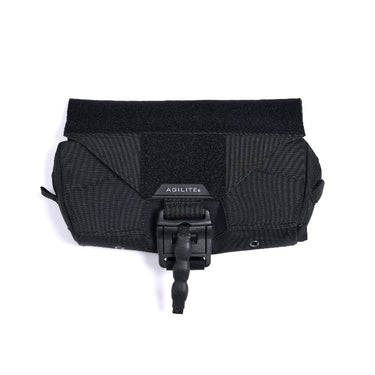Black rear hanger pouch with flap, center buckle, and hanging pull tab