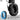 Black electronic ear cup marked L with blue cooling gel ear pads