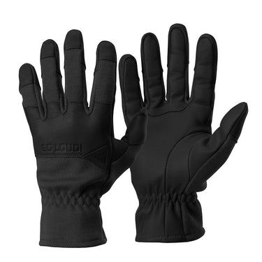Long Nomex gloves in black with padded palms, quilted fingers, and elastic cuffs
