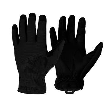 Lightweight leather tactical gloves in black, with textured grip and padded knuckles.