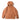 Hooded parka in rust brown with snap front, drawstring hood, and chest pockets
