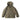 Hooded parka in olive drab with front zipper, peaked hood, and flap pockets