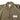 Olive drab track jacket close-up: stand collar, front zipper, and chest logo patch