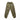Olive drab track pants with elastic waistband, stripe side bands, and elastic cuffs