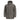 Gray hooded parka with full front zipper, snap flap pockets, and padded insulated body