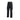 Black functional cargo pants with elastic waist, button closure, thigh pockets, ankle zips