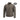 Gray puffer jacket with full-zip front and stand collar, long sleeves