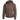 Brown zip-up hoodie sweater with drawstring hood, front zipper, and ribbed cuffs