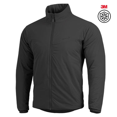 Insulation jacket with stand collar, full-zip front, black color