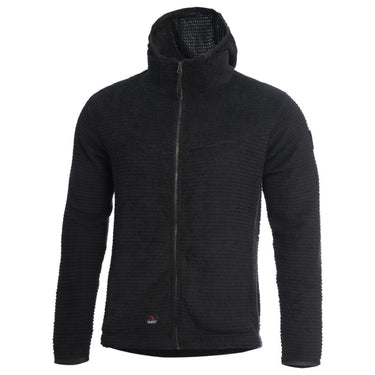 Black zip-up teddy fleece sweater with high collar