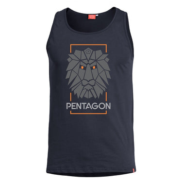 Black tank top with centered geometric lion graphic