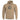 Tan pullover hoodie with front graphic badge, drawstring hood, and kangaroo pocket