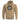 Tan hooded sweater with kangaroo pocket and Adventure Maniac logo graphic