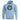 Light blue hooded sweater with kangaroo pocket and Adventure Maniac logo graphic