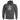 Dark gray pullover hoodie with graphic chest logo, attached hood, and kangaroo pocket