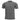 Gray crewneck T-shirt with small chest logo and striped sleeve cuffs
