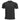 Black crewneck T-shirt with small chest logo and striped sleeve cuffs