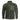 Full-zip fleece sweater in olive green with stand collar and front zipper closure