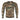 Green-and-brown camo long-sleeve crewneck activity T-shirt, fitted stretch.