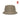 Gray bucket hat with wide brim and embossed logo patch