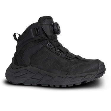Black 6-inch tactical waterproof boots with lace-up closure and rugged rubber sole