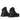 Pair of black 8-inch lace-up boots with side straps and chunky tread sole