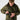 Camo zip-front winter field jacket with hood and drawstring, front detail view