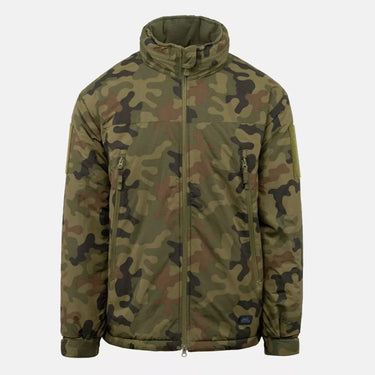 Camo camo lightweight field jacket front view with zip-up hood and dual pockets
