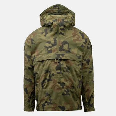 Camouflage polycotton ripstop anorak field jacket with hood and front half-zip