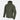 Olive green hooded softshell jacket with full front zipper and drawcord hem