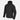 Black hooded softshell jacket with full front zipper and drawcord hem