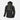 Black anorak jacket with taiga green stripe accents and hood