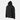 Black winter hooded jacket with front zip, utility pockets, and drawstring cuffs