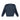Blue grey V-neck knit sweater back view with dark sleeve panels