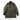 Olive drab combat parka with hood, drawstring hem, and front utility pockets