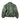 Sage green pilots jacket back view with rib-knit hem and utility-style pocket