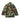 Green-brown camouflage tactical uniform shirt back view with long sleeves and stand collar